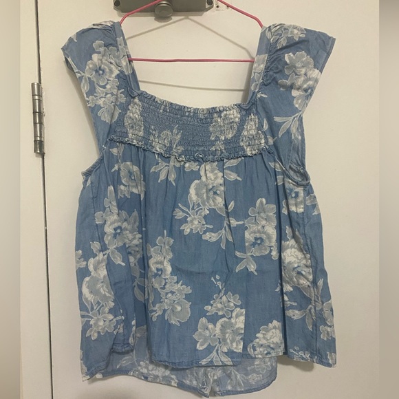 Square Neck Top Blue Floral Old Navy - Picture 4 of 5